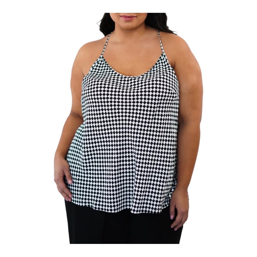 Check Print Silk Tank
